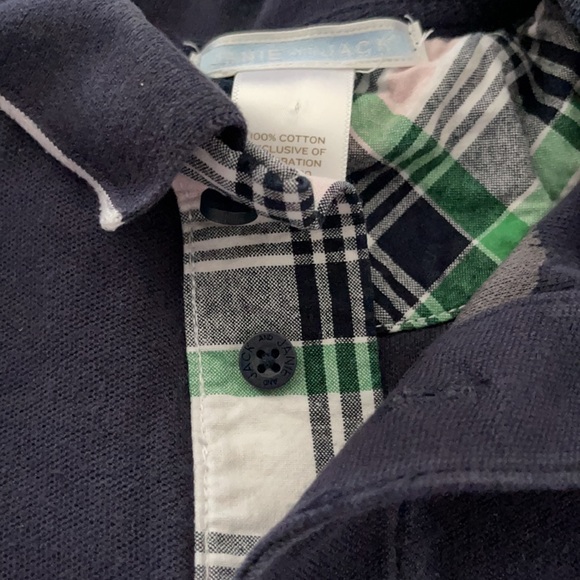 Janie and Jack navy one Piece Polo collard with plaid placket  6-12 months - Picture 7 of 7